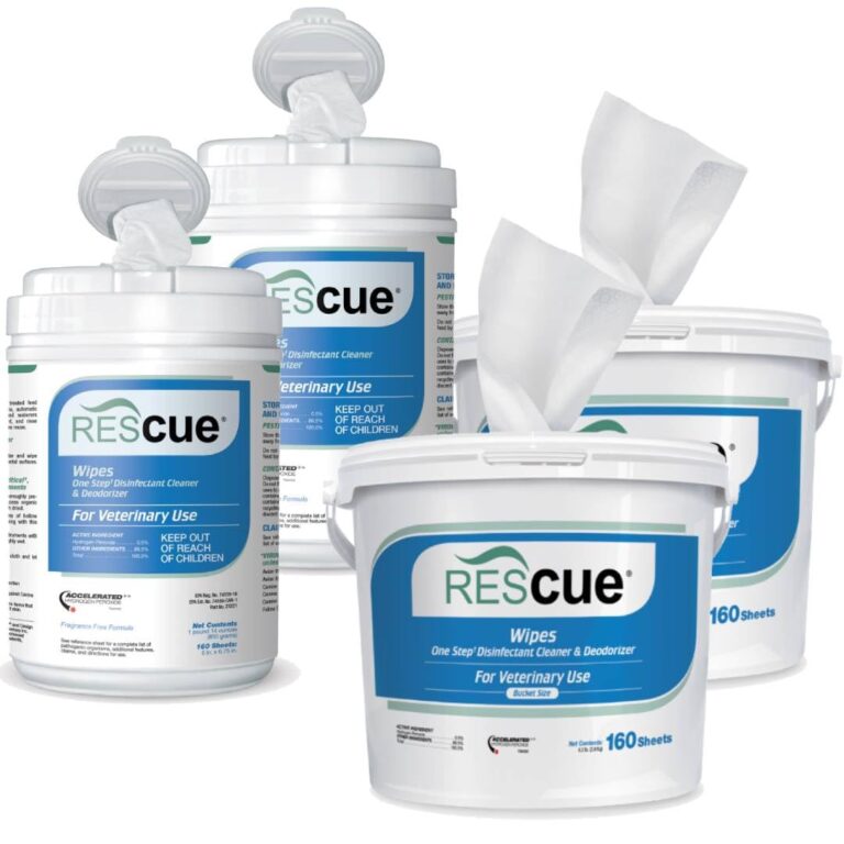 REScue Canister Wipes 2 Pack & Bucket Wipes 2 Pack  Disinfectant Cleaner for Vet Use, Designed to Clean Kennels, Litter Boxes & More