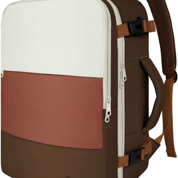 Taygeer Travel Backpack for Women Men, Airline Approved Carry on Backpack with Water Bottle Pocket & Laptop Compartment, Weekender Bag for Weekender Gym, Work, Hiking Essentials, Khaki Beige