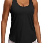 CRZ YOGA Pima Cotton Racerback Tank Tops for Women - Workout Athletic Casual Soft Scoop Neck Sleeveless Shirts