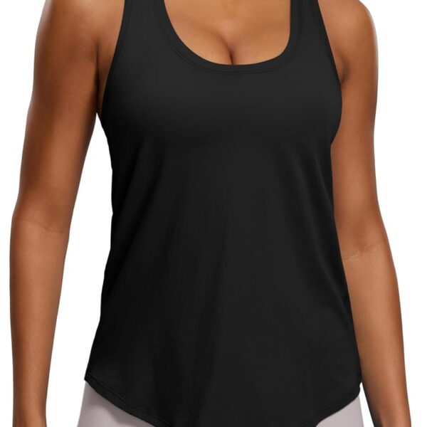 CRZ YOGA Pima Cotton Racerback Tank Tops for Women - Workout Athletic Casual Soft Scoop Neck Sleeveless Shirts