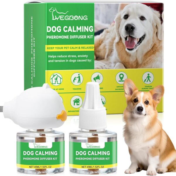 Nodfens Dog Calming Diffuser Pheromone Dog Peeing Diffuser, 1 Plug in+ 1 Pack 45ml Trial Pack Dog Anxiety Relief Up to 30 Days