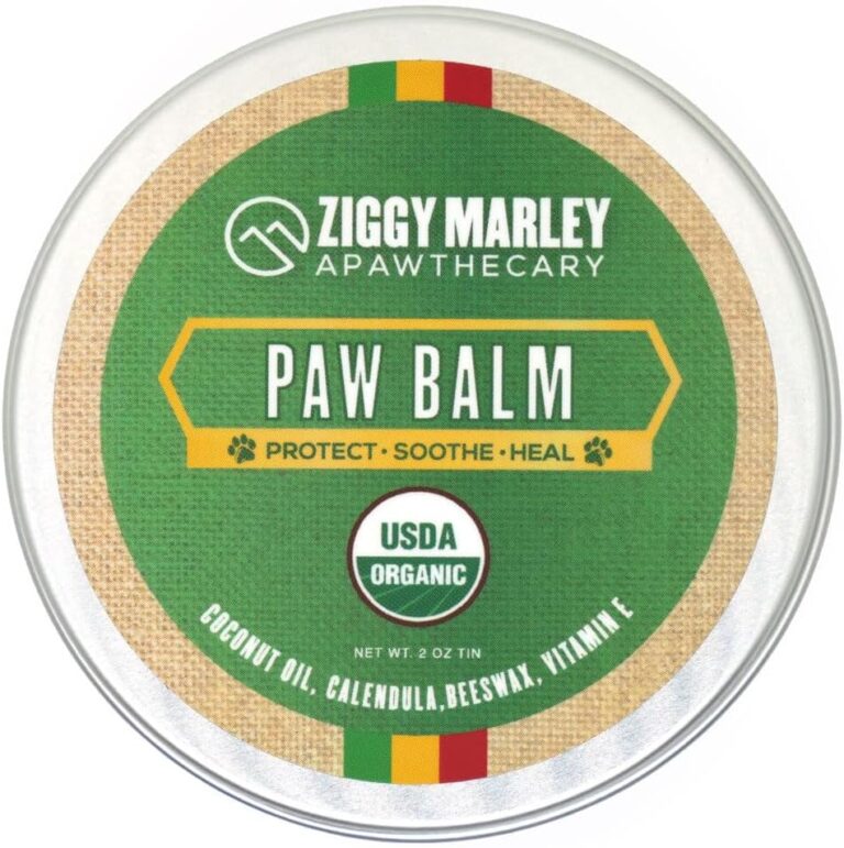 Ziggy Marley's Paw Balm for Dogs  USDA Organic Topical Protect, Soothe, and Heal Dry Cracked Paw Pads  Made with Coconut Oil, Calendula, Beeswax, and Vitamin E- 2 oz