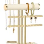 3 Tier Bracelet Holder Display - Detachable T Bar Beige Velvet Bracelet Holder, Jewelry Holder Organizer for Bracelet, Necklace, Earrings, Rings