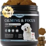 Calming Chews for Dogs  12-in-1 Dog Calming Treats with Herbal & Vitamins, Relaxation, Focus & Behavior Support for Anxiety, Separation, Barking, Travel, Stress, Upgraded Bacon Flavor, 90 Ct