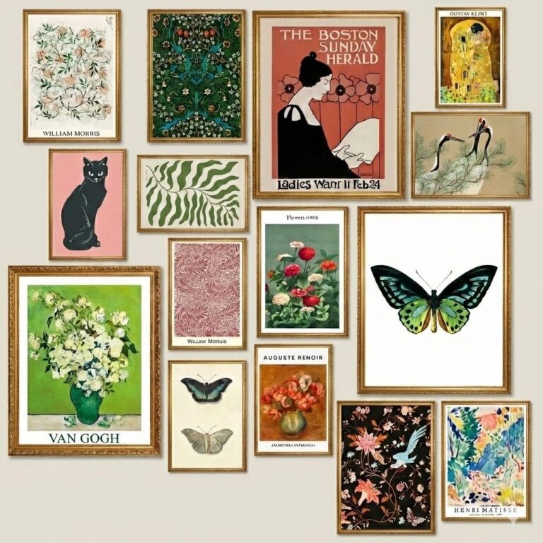 LANCHI95 15 Pcs Eclectic Wall Decor, Modern Eclectic Home Decor, Retro Maximalist Decor Aesthetic, Vintage Wall Art Prints, Colorful Boho Gallery Prints for Bedroom Dorm (Unframed)