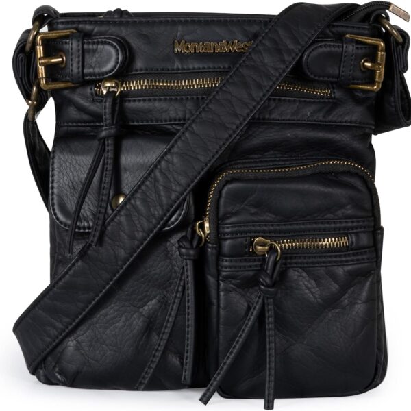Montana West Crossbody Bag for Women Soft Washed Leather Multi Pocket crossbody handbags