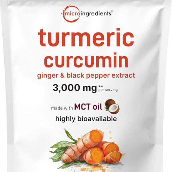 Turmeric Curcumin Supplement with Black Pepper & Ginger 3,000mg, 300 Softgels with MCT Oil for Better Absorption | 95% Curcuminoids | Non-GMO