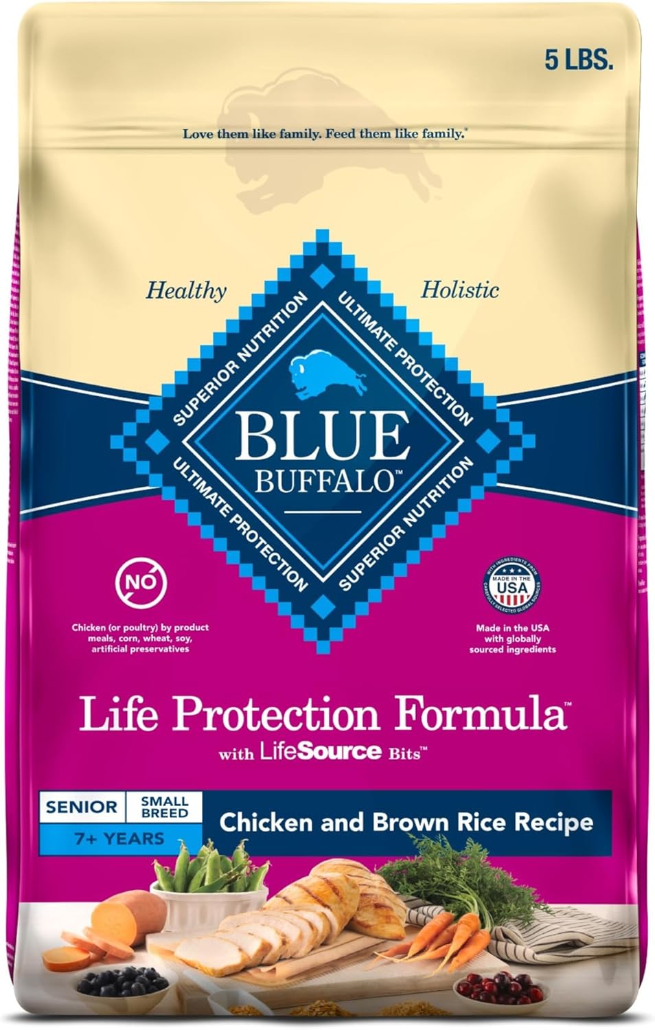 Blue Buffalo Life Protection Formula Small Breed Senior Dry Dog Food, Supports Joint Health and Immunity, Made with Natural Ingredients, Chicken & Brown Rice Recipe, 5-lb Bag Blue Buffalo Life Protection Formula Small Breed Senior Dry Dog Food, Supports Joint Health and Immunity, Made with Natural Ingredients, Chicken & Brown Rice Recipe, 5-lb Bag