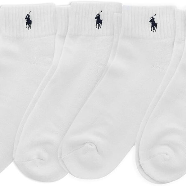 POLO RALPH LAUREN Men's Classic Sport Solid Socks 6 Pair Pack - Cushioned Cotton Comfort, White, 6-12.5
