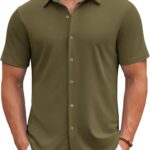 COOFANDY Mens Casual Button Down Shirts Short Sleeve Wrinkle Free Shirt Untucked Summer Stretch Dress Shirt