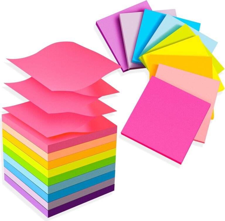 (18 Pads) Pop Up Sticky Notes 3x3 Refills, Strong Adhesive Memo Pad Bulk with 9 Bright Colors, Suitable for Home, Office, School, Clean Removal