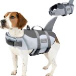 Dog Life Jacket, Lifesaver Vests with Rescue Handle, High Flotation Swimsuit for Swimming, Boating, and Water Safety (M)