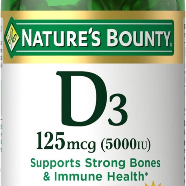 Nature's Bounty Vitamin D3 5000 IU Softgels, Rapid Release, Immune Support, Vitamin D Supplements, 150 Ct