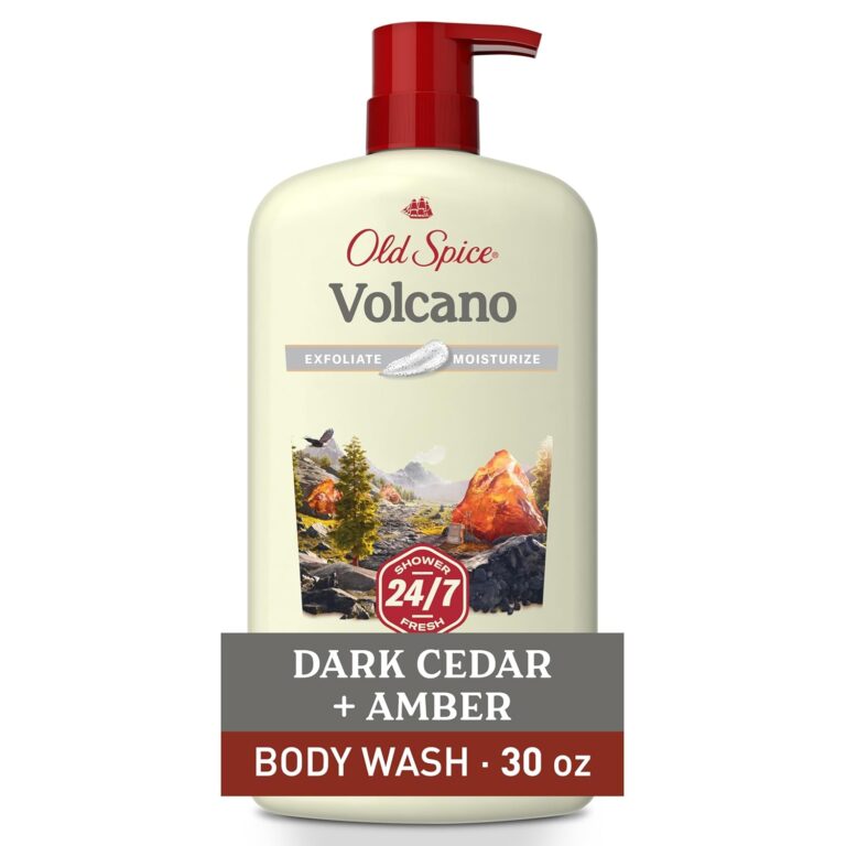 Old Spice Cleansing Body Wash for Men, 24/7 Shower Fresh with Lasting Scent, Exfoliate & Moisture, Gentle on Skin, Vitamin B3, Volcano with Dark Cedar + Amber Scent, 30 oz
