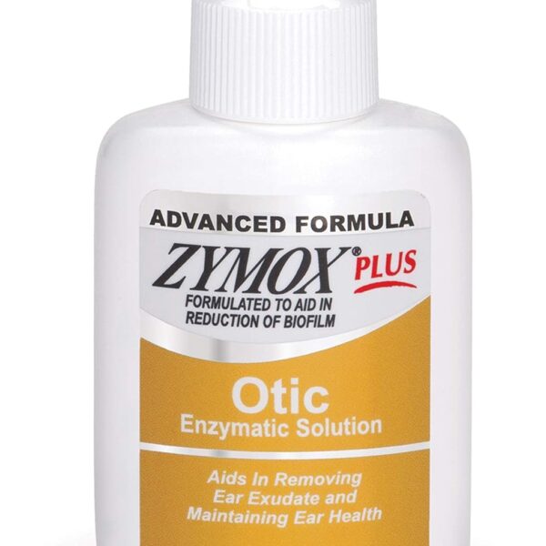 Zymox Advanced Formula Otic Plus Enzymatic Ear Solution for Dogs and Cats Without Hydrocortisone, 1.25oz