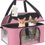 Cat Carrier Backpack Pet Carrier for Cats & Small Dogs Under 20 lbs TSA Airline Approved Soft Sided Collapsible Travel Carrier with Ventilation Windows, Pink