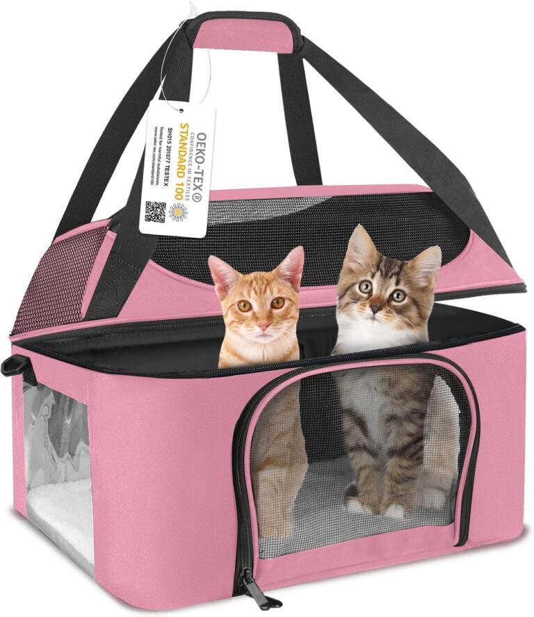 Cat Carrier Backpack Pet Carrier for Cats & Small Dogs Under 20 lbs TSA Airline Approved Soft Sided Collapsible Travel Carrier with Ventilation Windows, Pink