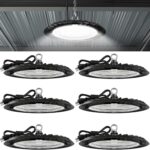 Sunco 6 Pack UFO LED High Bay Light, 150W, 19500 Lumens, 5000k Ultra Bright Commercial Shop Lights for Warehouse, Factory, Workshop, Garage & Barn, Ceiling Mount, Plug & Play, 120V, UL