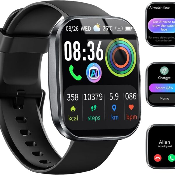 AI Smart Watch with ChatGPT, 1.91" Bluetooth Calling Smartwatch for Men Women, 110+ Fitness Modes Activity Tracker, Sleep/Heart Rate/Calorie Monitor, IP68 Waterproof Step Counter for Android iOS