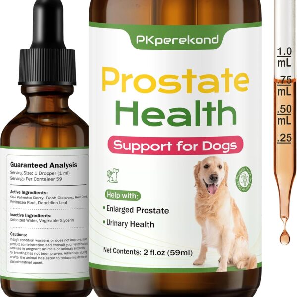Prostate Health Support for Dogs, Relieves Enlarged Prostate, Supports Urinary Tract Health, Normal Frequency, Enhances Overall Immune Wellness, Natural Herbal Supplement, 2 oz (59 ml)