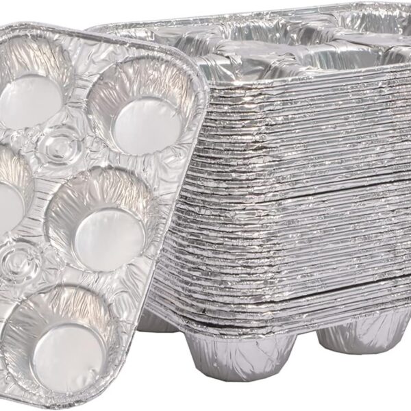 Muffin Pan 6-Cup Cupcake Aluminum Pans Favorite Muffin Tin Size for Baking Cupcakes - Standard Size (6-cup-20Pack)