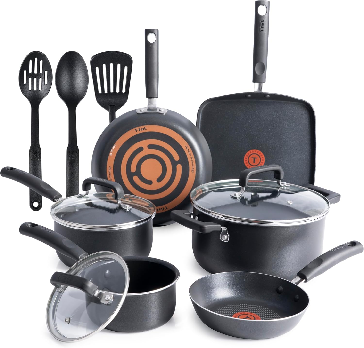 T-Fal Signature Nonstick Pots and Pans Set 12 Piece, Oven Broiler Safe 350F, Kitchen Cookware Set w/Fry Pans, Saucepans, Saute Pan, Dutch Oven, Griddle, Kitchen, Home, Dishwasher Safe, Black T-Fal Signature Nonstick Pots and Pans Set 12 Piece, Oven Broiler Safe 350F, Kitchen Cookware Set w/Fry Pans, Saucepans, Saute Pan, Dutch Oven, Griddle, Kitchen, Home, Dishwasher Safe, Black