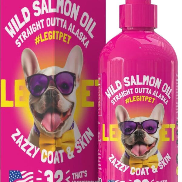 Wild Alaskan Salmon Oil for Dogs & Cats - Pure Fish Omega 3 6 9 Liquid EPA DHA Fatty Acids - Skin & Coat Supplement - Supports Joint Function, Brain, Eye, Immune & Heart Health - Made in USA 32 oz