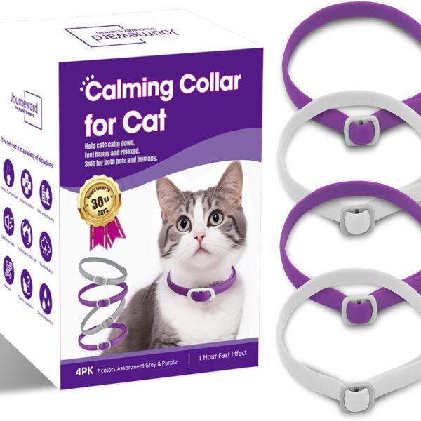Calming Collar for Cats - 4 Pack, Adjustable Size, Efficiently Reduces Anxiety & Stress for 30 Days, Safe Cat Pheromone Collars, Calming Cat Collar