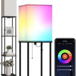 SUNMORY Floor Lamp with Shelves, Smart APP Control Standing Lamps with RGB Bulb, 4-Tier Dimmable Floor Lamps for Living Room, Tall Lamp for Bedroom, Office, Corner Display Bookshelf Lamp