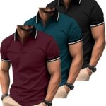 ZITY 3 Pack Men Polo Shirts Short Sleeve with Pocket Sport Wicking Shirts for Men Casual Athletic Collared T-Shirts