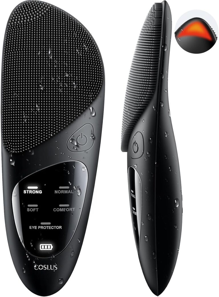 COSLUS JMY05 Silicone Face Scrubber Facial Cleansing Brush: Portable Waterproof Rechargeable Face Wash Brush, 4 Cleansing Modes, Electric Face Exfoliator for Men Women Cleaning, Exfoliating, Massaging