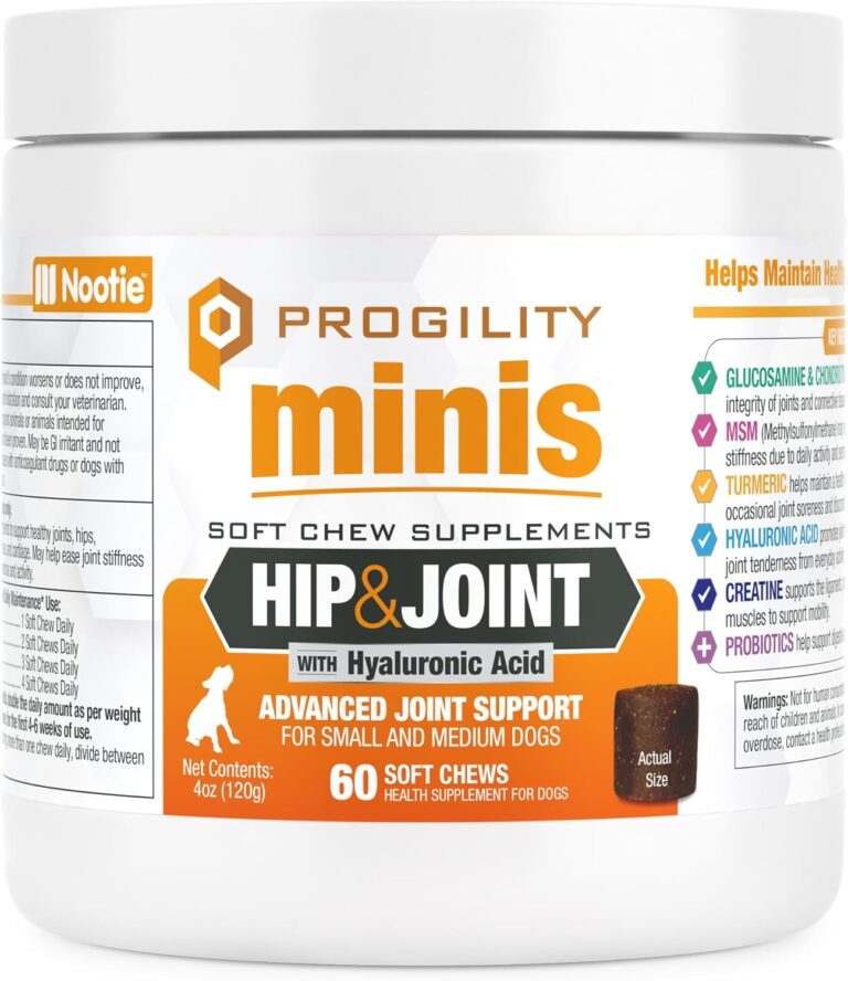 Progility Mini Hip & Joint Supplement for Small to Medium Dogs  Daily Mobility & Joint Support with Glucosamine, Chondroitin & MSM, Soft Chews (60 Count)
