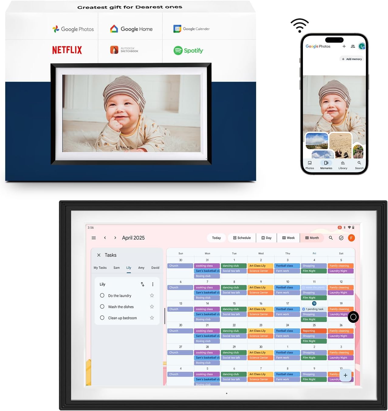 All-in-one Smart Display Built-in Li-Battery|Google Digital Calendar,Picture Frame with Anti-Glare Touchscreen,Voice Assistant,Homehub|Wall-Mount or Desktop|Speakers|No Subscription(10.1-Inch Black) All-in-one Smart Display Built-in Li-Battery|Google Digital Calendar,Picture Frame with Anti-Glare Touchscreen,Voice Assistant,Homehub|Wall-Mount or Desktop|Speakers|No Subscription(10.1-Inch Black)