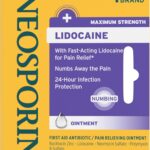 Neosporin + Lidocaine First Aid Triple Antibiotic Ointment, Fast-Acting, Maximum Strength Topical Pain Relief, 24-Hour Infection Protection That Numbs Away The Pain for Minor Wound Care, 0.5 oz