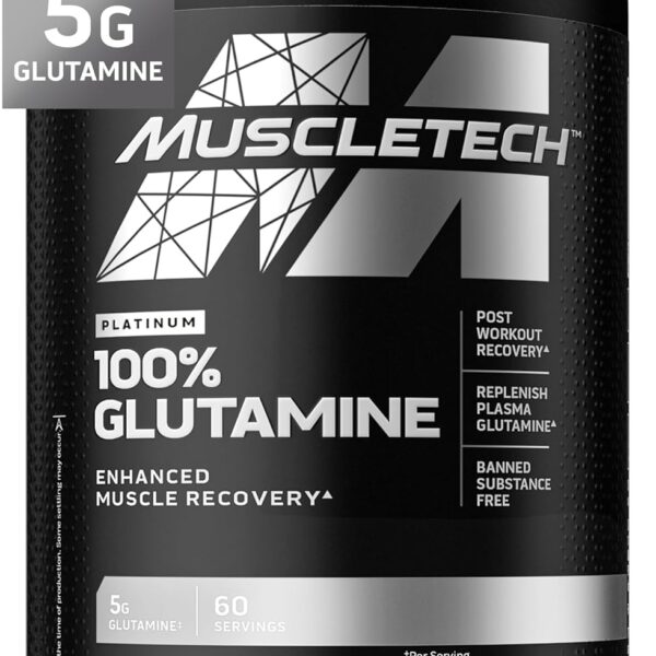 MuscleTech Glutamine Powder | 100% Pure L Glutamine Powder | Post Workout Recovery Drink | L-Glutamine Powder for Men & Women | Muscle Recovery | Unflavored (60 Servings)