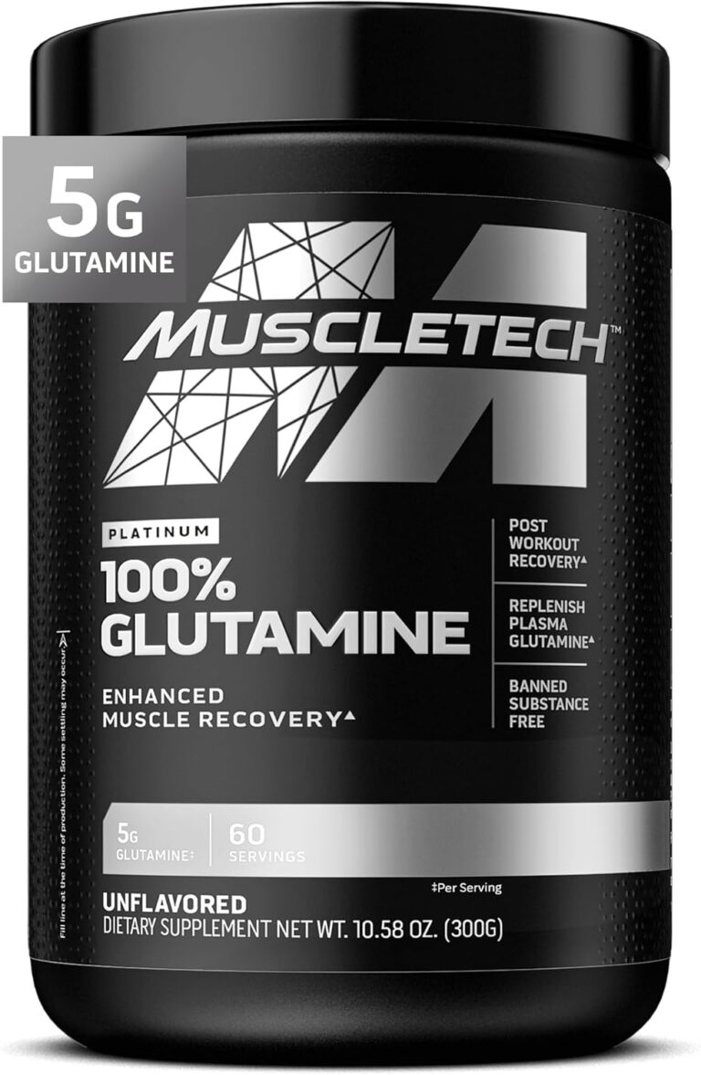 MuscleTech Glutamine Powder | 100% Pure L Glutamine Powder | Post Workout Recovery Drink | L-Glutamine Powder for Men & Women | Muscle Recovery | Unflavored (60 Servings)