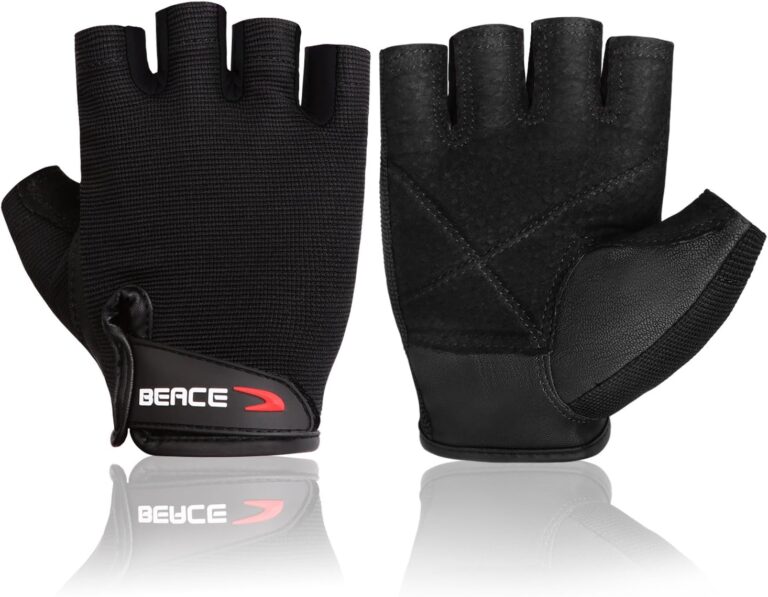 BEACE Weight Lifting Gym Gloves with Anti-Slip Leather Palm for Workout Exercise Training Fitness and Bodybuilding for Men & Women