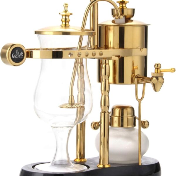 Diguo Belgian/Belgium Family Balance Siphon/Syphon Coffee Maker, Elegant Double Ridged Fulcrum with Tee handle (Classic Gold)