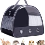 Guinea Pig Carrier Backpack, Clear Bubble Window Backpack for Guinea Pig, Bunny Rat Bird (Black, Carrier)