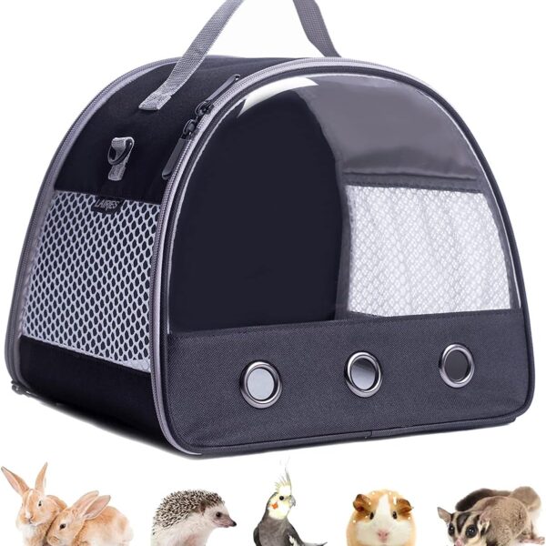 Guinea Pig Carrier Backpack, Clear Bubble Window Backpack for Guinea Pig, Bunny Rat Bird (Black, Carrier)