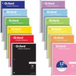 Oxford Spiral Notebooks, 12 Count Bulk Pack, 1 Subject, College Ruled Notebooks for School, 8 x 10.5 Inches, 70 Sheets, Assorted Colors, Back to School Supplies (65205)