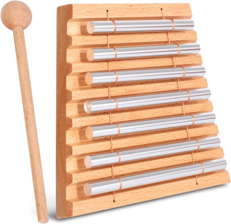 LIEKE 7 Tone Hand Chime Instrument Meditation Chime Mindfulness Bell with Nice Tone For Yoga Meditation Sound Healing Teachers' Classroom Management Tool