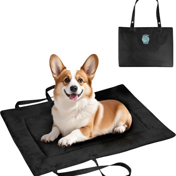 Kritter Planet Waterproof Foldable Dog Bed Pad for Camping & Travel, Portable Roll-Up Dog Bed Car Seat Pet Cushion Mat with Handles for Small & Medium Dogs, Indoor & Outdoor Use