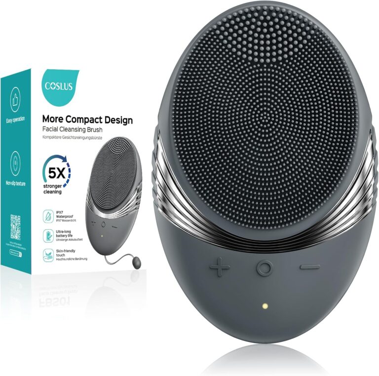 COSLUS FBS01 Facial Cleansing Brush Face Scrubber: Portable Silicone Waterproof Rechargeable Face Wash Brush, 5 Cleansing Modes, Electric Deep Cleaning for Men & Women, Removing Blackhead Exfoliating