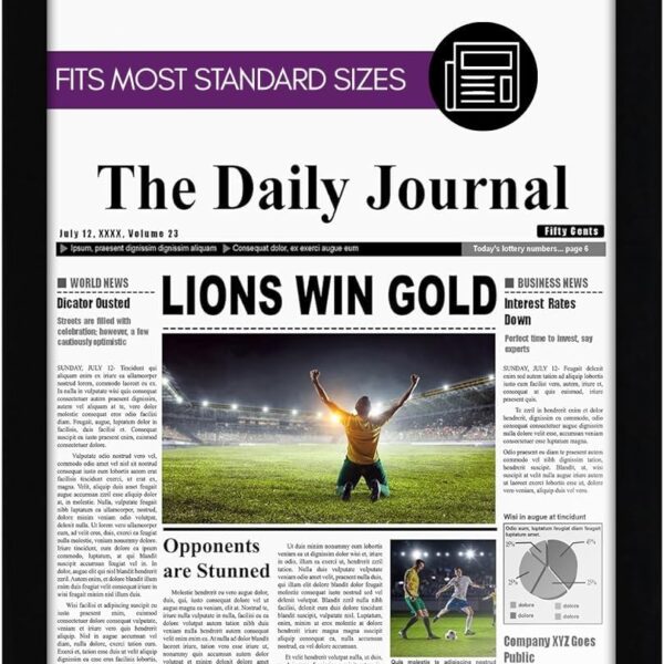 Americanflat 11x22 Newspaper Frame with Polished Plexiglass - Display for Assorted Media Articles - Signature Collection - Modern Picture Frame for Wall Display - Black