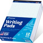Legal note pads Legal Pad Quad Ruled Note Pads, Graph Ruled 8.5x11 inch Legal Pad, Quad (4x4) Paper Writing Pads, White 12 pads, BL-MWT50Q-12, Made In The USA.