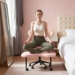 Ergonomic Cross Legged Chair - 360 Swivel ADHD Chair, Height-Adjustable Criss Cross Office Chair with Lumbar Support and Adjustable Stool,Home Office Furniture (Teddy, Pink)