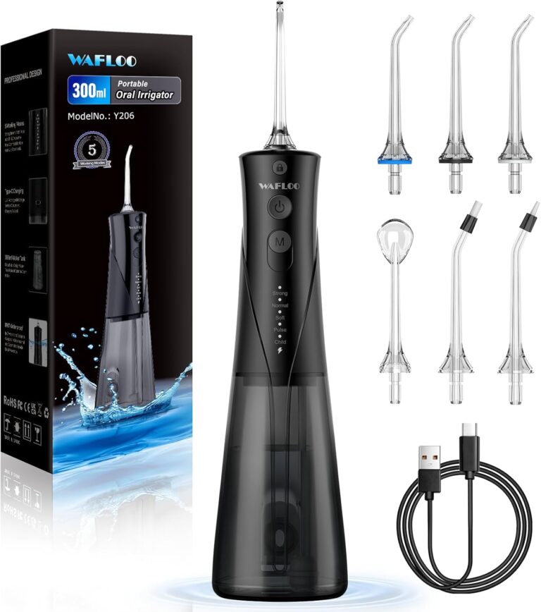 Water Flossers for Teeth - 5 Modes, 6 Flossing Tips, Rechargeable Cordless Portable 300ML Larger Tank Electric Waterflosser Cleaner IPX7 Waterproof Floss Cleaning Teeth Pick for Home Travel