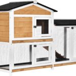 PawHut 62" Rabbit Hutch, Wooden Bunny Hutch, Guinea Pig Cage, Small Animal Enclosure with Run Area, Removable Tray, Asphalt Roof, Lockable Doors and Ramp, Nature Wood