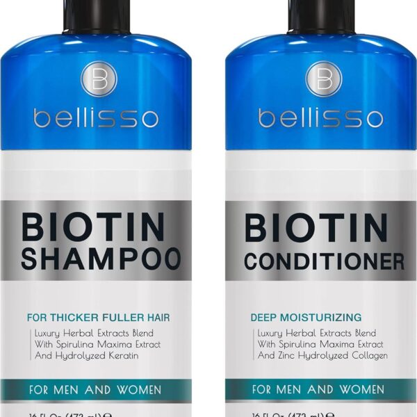Biotin Shampoo and Conditioner Set - Sulfate and Paraben Free Treatment for Men and Women - Hair Thickening Volumizing Products to Help Boost Thinning Hair with Added Keratin